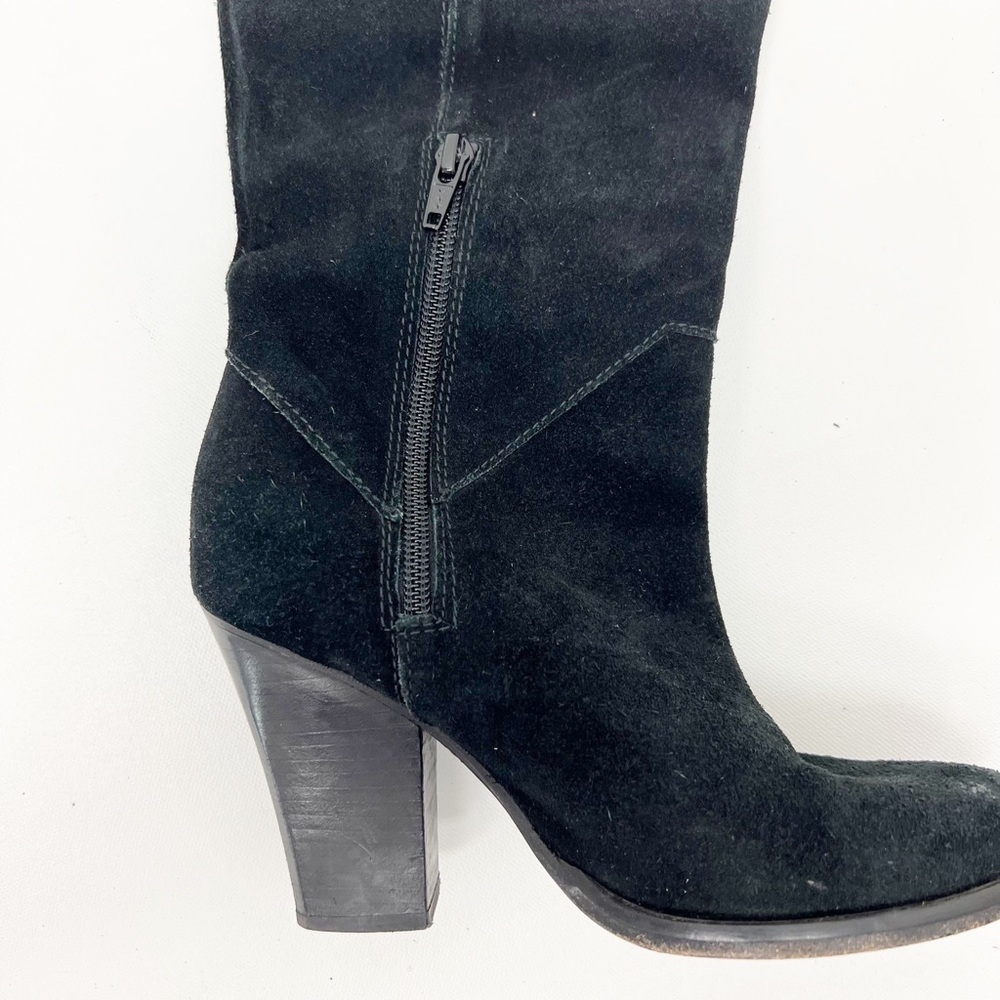 Maje Giuliana Over The Knee Suede Leather Black Heeled Boots 36 - Picture 4 of 7